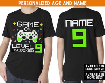 Gamer Birthday Shirt, Gaming Birthday TShirt, Video Game Birthday Party Shirt, Personalized Birthday Shirt, Custom Level Unlocked Shirt