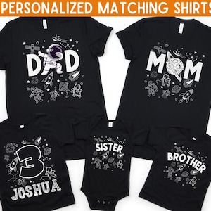 Space Birthday Shirt, Astronaut Outer Space Birthday TShirt, Custom Rocket Shirt Birthday, Personalized Matching Birthday Shirt Family