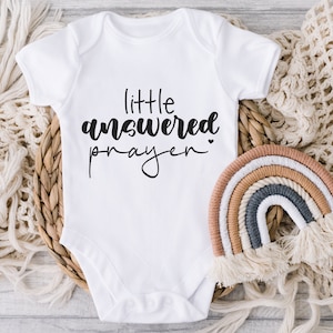 Little Answered Prayer Baby Bodysuit, IVF Baby, Miracle Baby Gift, Rainbow Baby Announcement, Newborn Gift, Rainbow Baby Bodysuit