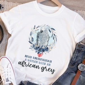 Afrikaanse grijze papegaai moeder T shirt, liefde Afrikaanse grijze mama, Gris d&#39;Afrique papegaai shirt, papegaai minnaar, Moederdag shirt, papegaai moeder cadeau