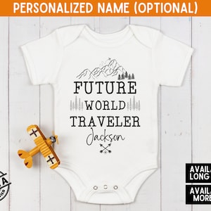 Future World Traveler Baby Bodysuit, Travel Baby Bodysuit, Custom Travel, Personalized Adventure Bodysuit, Travel Baby Gift, Explorer Baby
