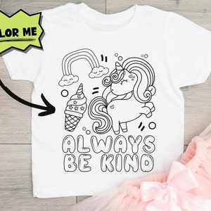 Coloring Shirt For Kids, Color Me T-shirt Activity For Children, Color In Activity Toddler T Shirt, Fun Birthday Favor, Unicorn Birthday