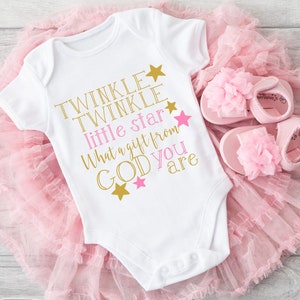 Twinkle Twinkle Little Star Baby Bodysuit, Cute Baby Clothes, Newborn Baby Bodysuit for Boy or Girl, Star Baby Shower Gift, New Baby Gift