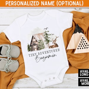 Tiny Adventurer Baby Bodysuit, Hiking Baby Tshirt, Custom Adventure, Personalized Adventurer Bodysuit, Travel Baby Gift, Explorer Baby