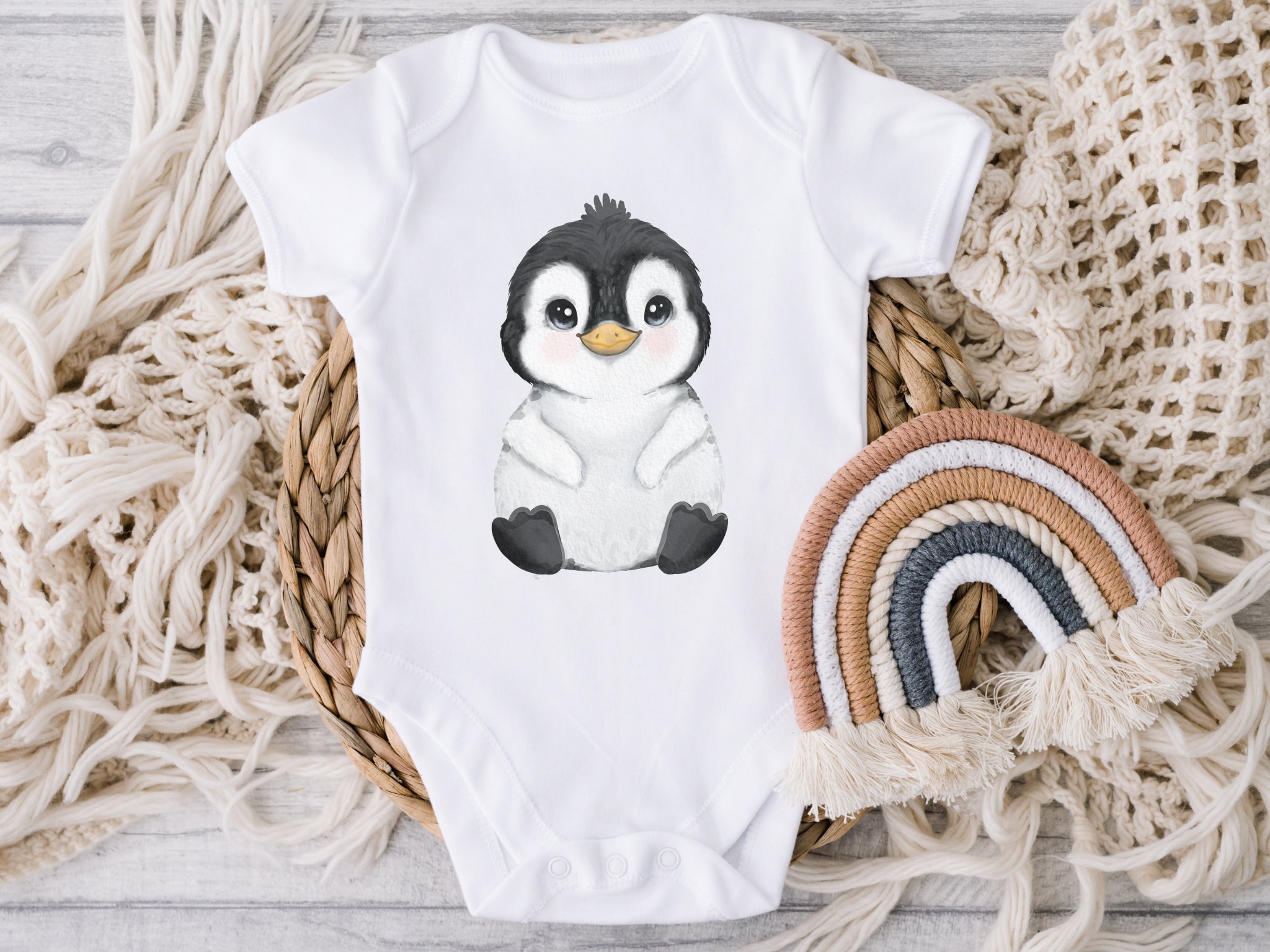 2pcs Baby Newborn Boys Penguin Pattern Long Sleeve Pullover & Sports Pants Set Clothes,Temu