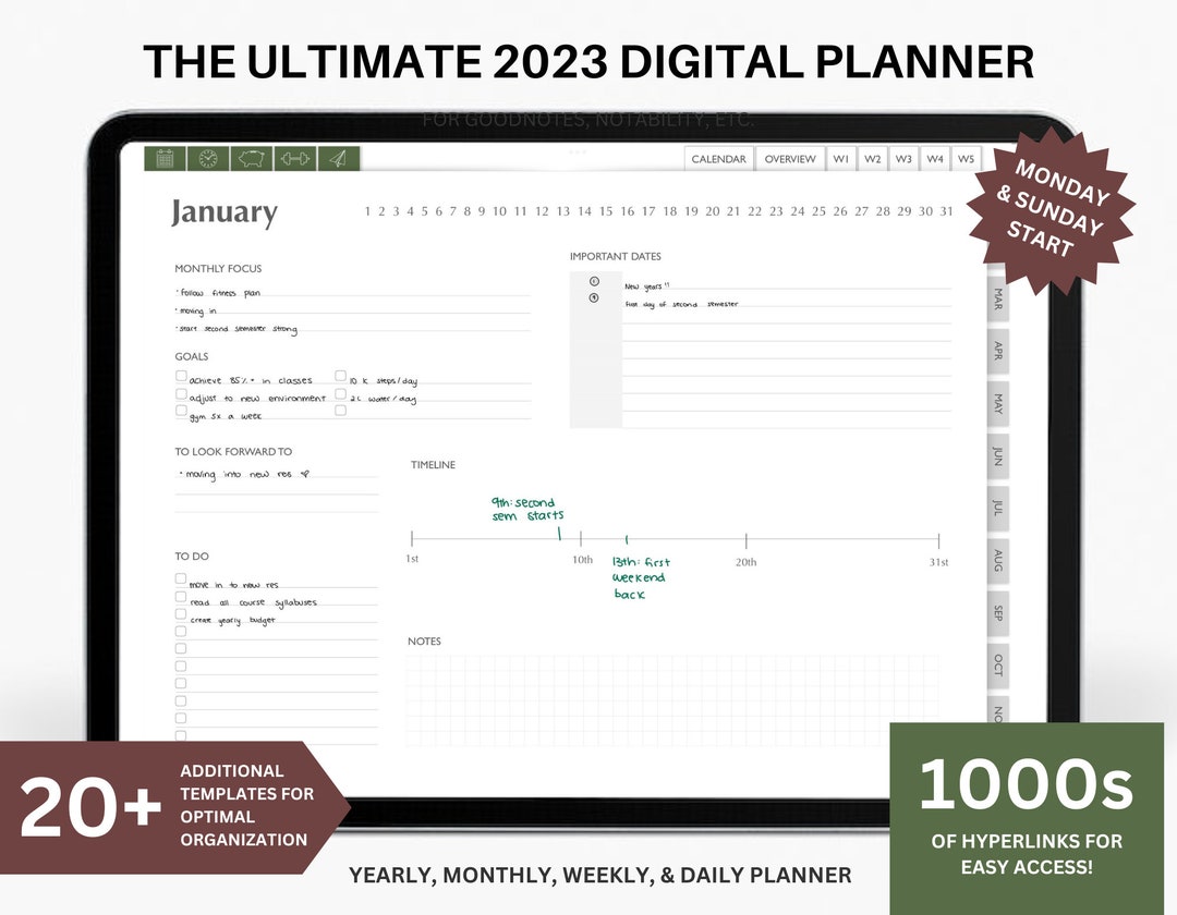 2023 Planner Digital - Goodnotes Planner, Ipad, Notability, Daily ...