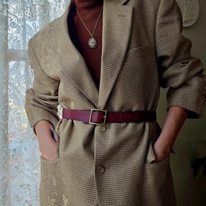 Vintage Silk Wool Houndstooth light Brown Blazer, Jacket Dark Academia Warm Grandpa with pockets 42 men&#39;s L XL women&#39;s trendy oversized USA