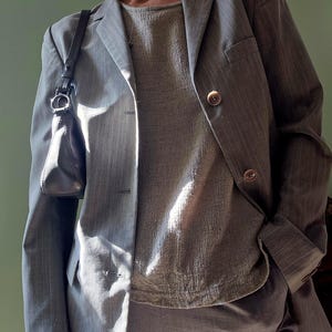 Vintage 100% Wool Gray Blazer Calvin Klein, women&#39;s jacket, Light Academia preppy spring 8 M Elegant work office wear