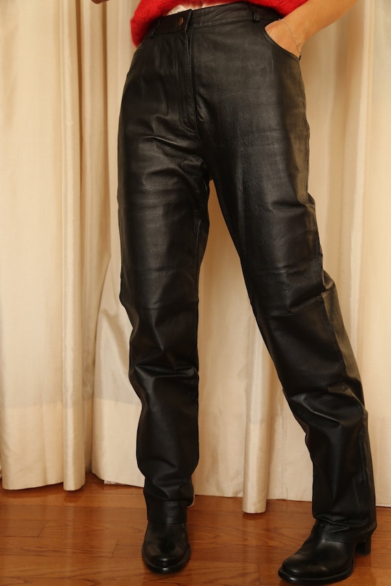 High waisted high rise awesome black leather pants