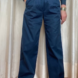Vintage Liz Claiborne Teal Blue Cotton Pleated Trousers (Size 0-2)