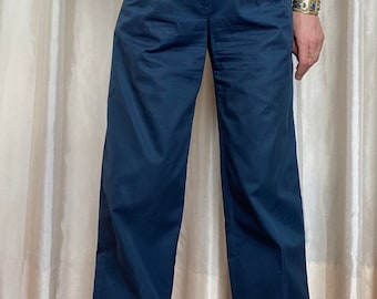 Pantaloni di cotone blu verde acqua pieghettati a vita alta, pantaloni vintage 1974 anni '80 Liz Claiborne 0 - 2 taglia anni '70