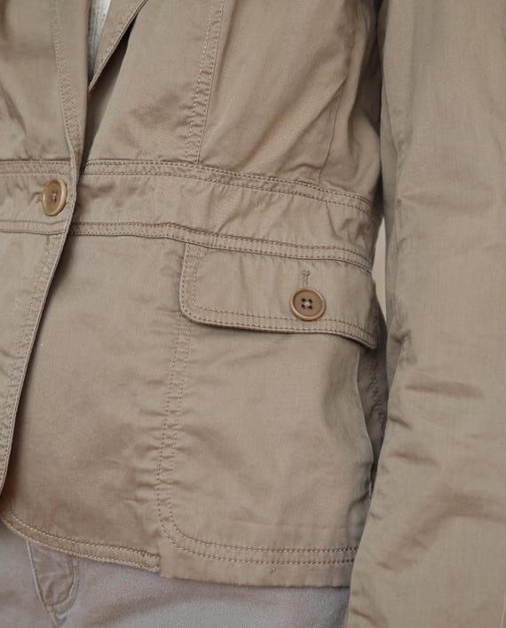 Vintage Cotton Blazer: Buttoned Tan Jacket with P… - image 3