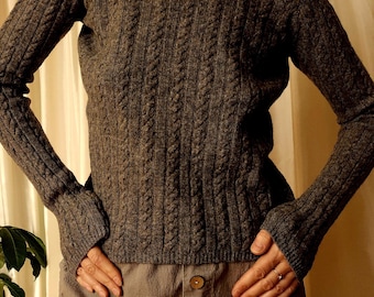 J.Crew Zopfmuster Wolle Pullover - Anthrazit XS leicht