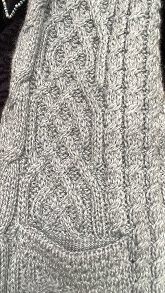 Sweater Cableknit 100% merino wool Irish cardigan… - image 3