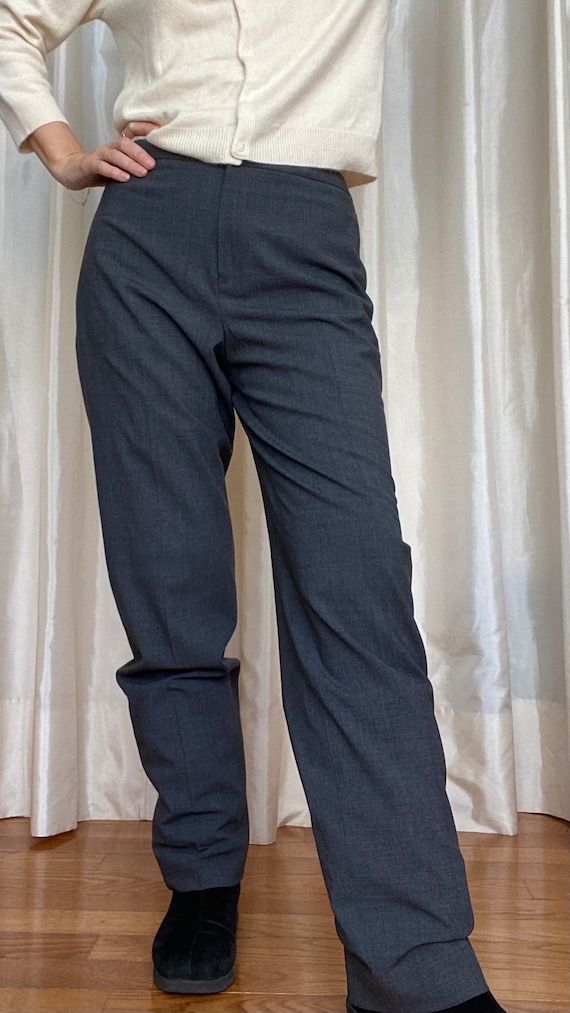 High waisted charcoal wool trousers, vintage pants