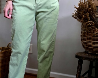 Vintage Gloria Vanderbilt Chino Pants: High Waist Straight Leg, Lemongrass Green