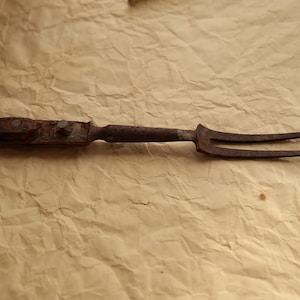 Vintage Meat Fork rusty old two tooth rustic decor