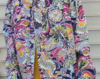 Vintage canvas bloemenjack Paisley L hippie boho veelkleurig katoen