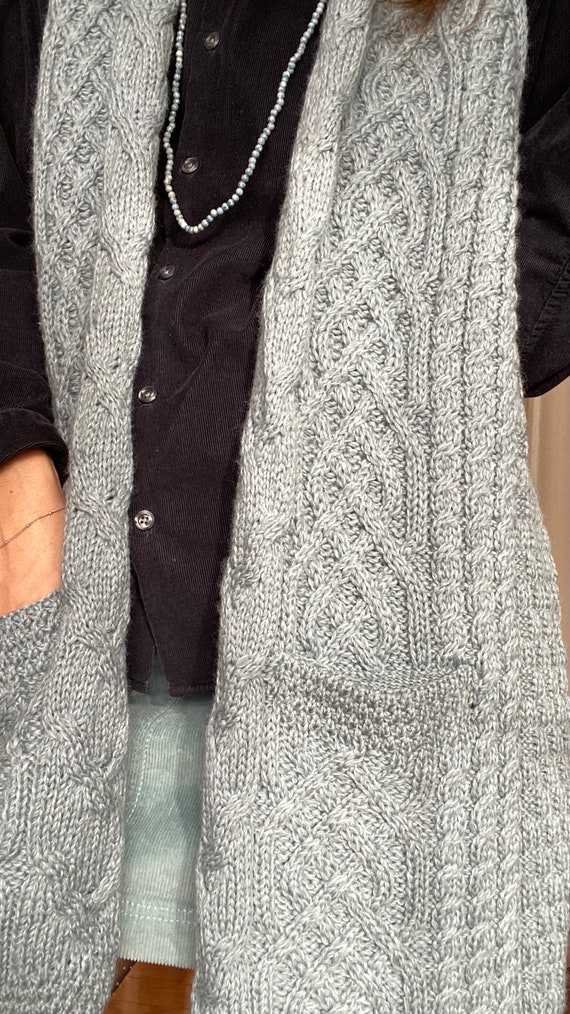 Sweater Cableknit 100% merino wool Irish cardigan… - image 2