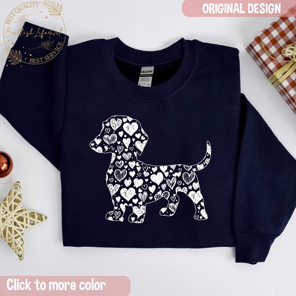 Dachshund Dog Valentine Shirt, Dachshund Sweatshirt, Cute Dog Valentine Shirt, Hearts Valentine Gifts, Funny Valentine Gifts, Dog Mom Gifts.