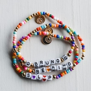 Rainbow Personalized Bracelet | Name Bracelet | Seed Bead | Words or Motivational Sayings | Taylor Swift Friendship Bracelet | Gifts for Her