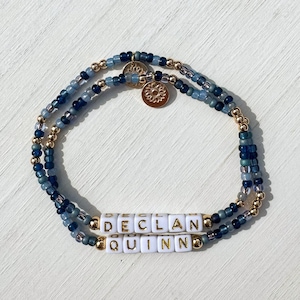 Pulsera náutica de cuentas de semillas: pulsera con nombre personalizado