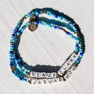 Shades of Blue Personalized Bracelet | Name Bracelet | Initial Bracelet | Words or Motivational Phrases | Boy Mom | Teacher Gift | Stretch