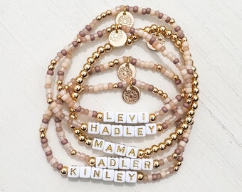 Mystical Mauve Personalized Bracelet | Name Bracelet | Word Bracelet | Gifts for Her | Seed Beads | Stackable Bracelets | Mother’s Day Gift