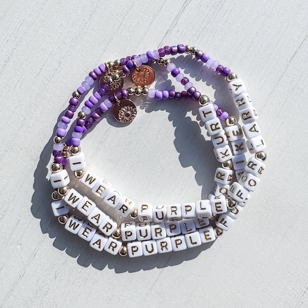 Shades of Purple Personalized Bracelet | Name Bracelet | Words or Initials | Mom Gift | Gifts for Her | Letter Bracelet | Gold | Bridal Gift