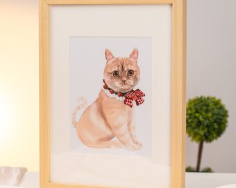 Custom Pet Portrait Cat Painting Art Hand Painted from Photo Custom Pet Art Personalized Watercolor Portraits Cat Portrait Cat Lovers Gift