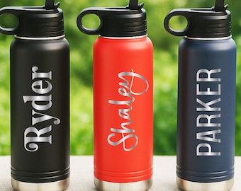Personalized Name Water Bottle with Straw Back to School Stainless Steel Custom Bottle Sports water bottle Back to School Gifts Kids bottle