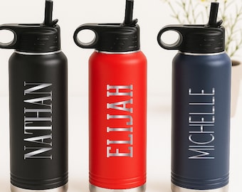 Custom name Water Bottle with Straw Back to School Stainless Steel Custom Bottle Sports water bottle Back to School Gifts for Kids bottle