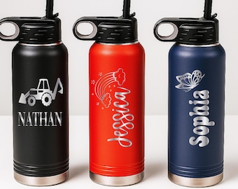 Kids Water Bottle with Straw School Stainless Steel water bottle with straw Custom Bottle Sports water bottle Back to School Gift Kid bottle