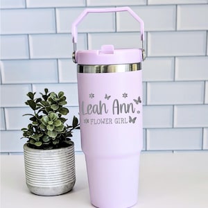 Personalized Flower Girl Tumbler: Engraved Kids Name Cup, Wedding Favor kids
