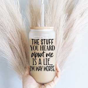 Funny sarcastic mom Iced coffee glass with lid and straw Sarcastic  Iced coffee cups Iced coffee glass cup frosted Soda can coffee glass