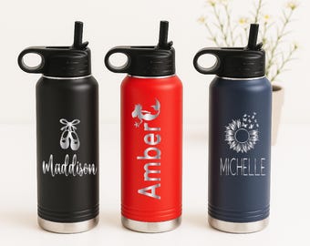 Custom Water Bottle with Straw Back to School Stainless Steel Custom Bottle Sports water bottle Back to School Gifts for Kids bottle