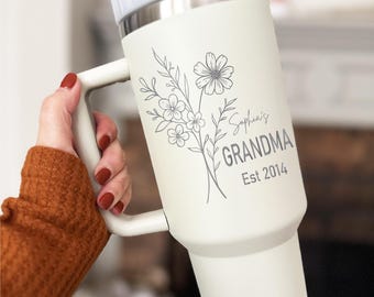 Personalized Grandma Tumbler: Floral Mom gift with year Nana tumbler