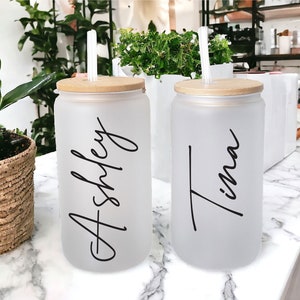 Bridesmaid proposal gift bachelorette gifts for bridesmaids Tumblers Set Personalized ice coffee Cups Maid of Honor Glass Can Coffee Cup