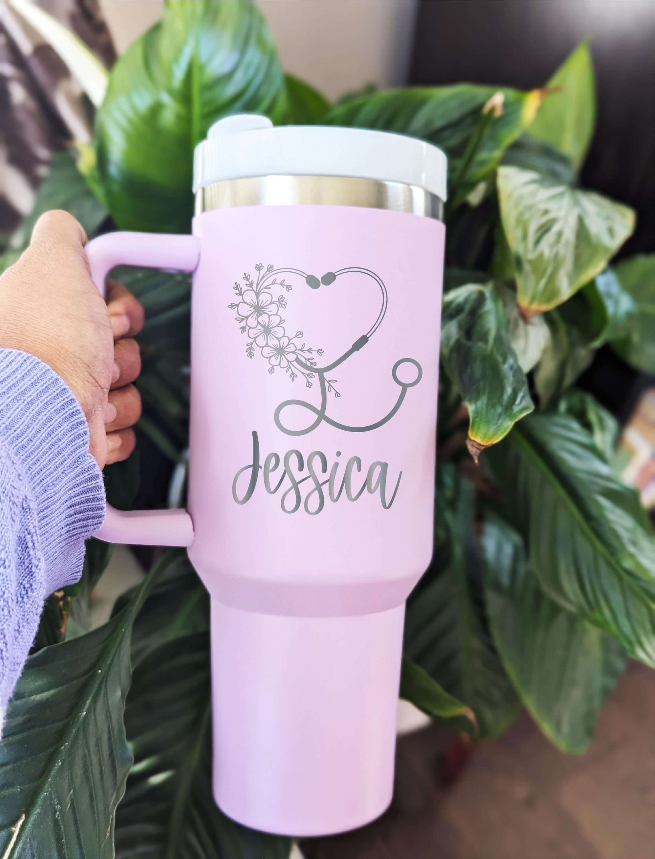22 Oz Nurse's Personalized Stainless Steel Tumbler With Custom Stethoscope Vinyl Decal By Avito Includes Straw And Lid Nurse Rn Nurse Gift