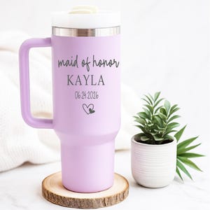Maid of Honor Tumbler – Personalized Wedding Party Gift with Custom Name & Date, Bridal Shower or Bachelorette Cup