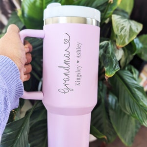 Personalized mama tumbler gift nana tumbler with grandkids name Custom Mama cup 40 oz with kid name Mimi gift from Grandchildren mothers day image 2