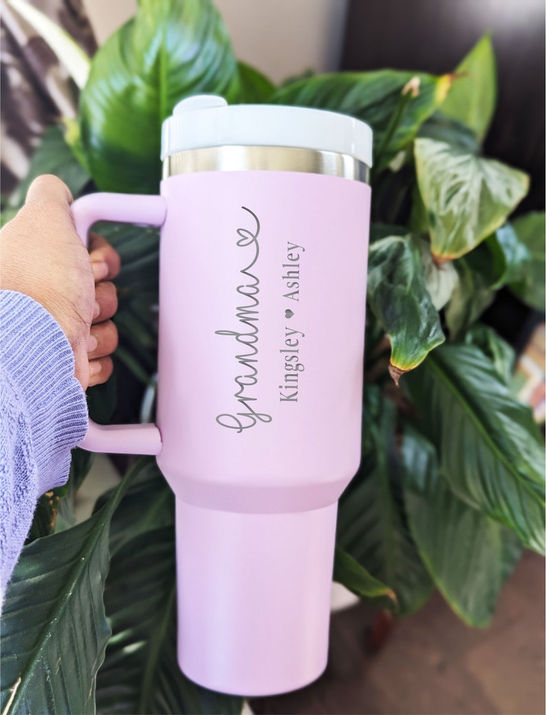 Personalized mama tumbler gift nana tumbler with grandkids name Custom Mama cup 40 oz with kid name Mimi gift from Grandchildren mothers day image 2