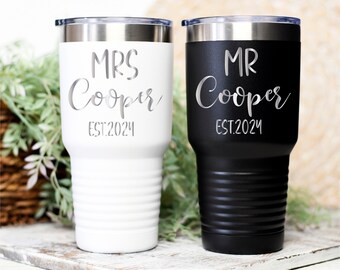 Zhehao Braut Tumbler – Edelstahl-Becher 20 Oz (ca. 590 Ml) Mit „MRS“-Aufdruck – Inkl. Deckel & Strohhalm, Perlen-Design