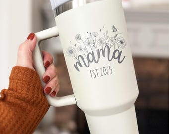 Personalized Mama Tumbler: Floral New Mom Gift Baby shower