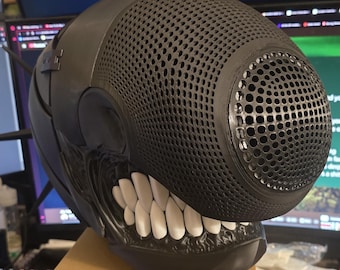 Casque de démon explosif d'anime imprimé en 3D | Masque de cosplay hybride manga, accessoire de méchant portable, costume de BD dark fantasy, kit à monter soi-même