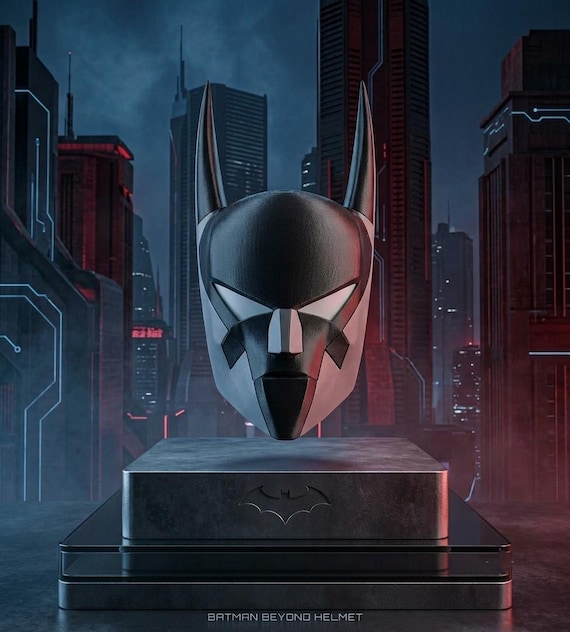 Futuristic Vigilante Cosplay Mask V2 - 3D Printed Helmet with Magnets - Wearable Future Bat Hero Armor, Custom Painted or Raw DIY Maker Kit