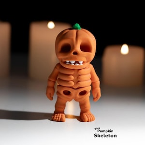 3D gedruckte kleine Skelett Kürbis Skulptur - Süße Urlaubs Dekor Sammelfigur von Zou3d