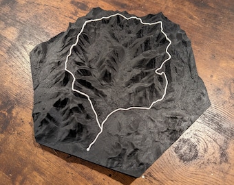 Arte de parede do mapa de trilha topográfica 3D Pemi Loop