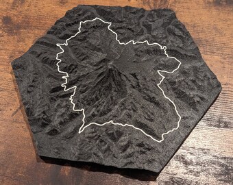 Wonderland Trail Mt Rainier National Park 3D Topographic Trail Map Wall Art