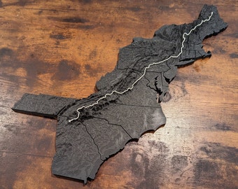 Appalachian Trail (AT) 3D Topographic Map Wall Art